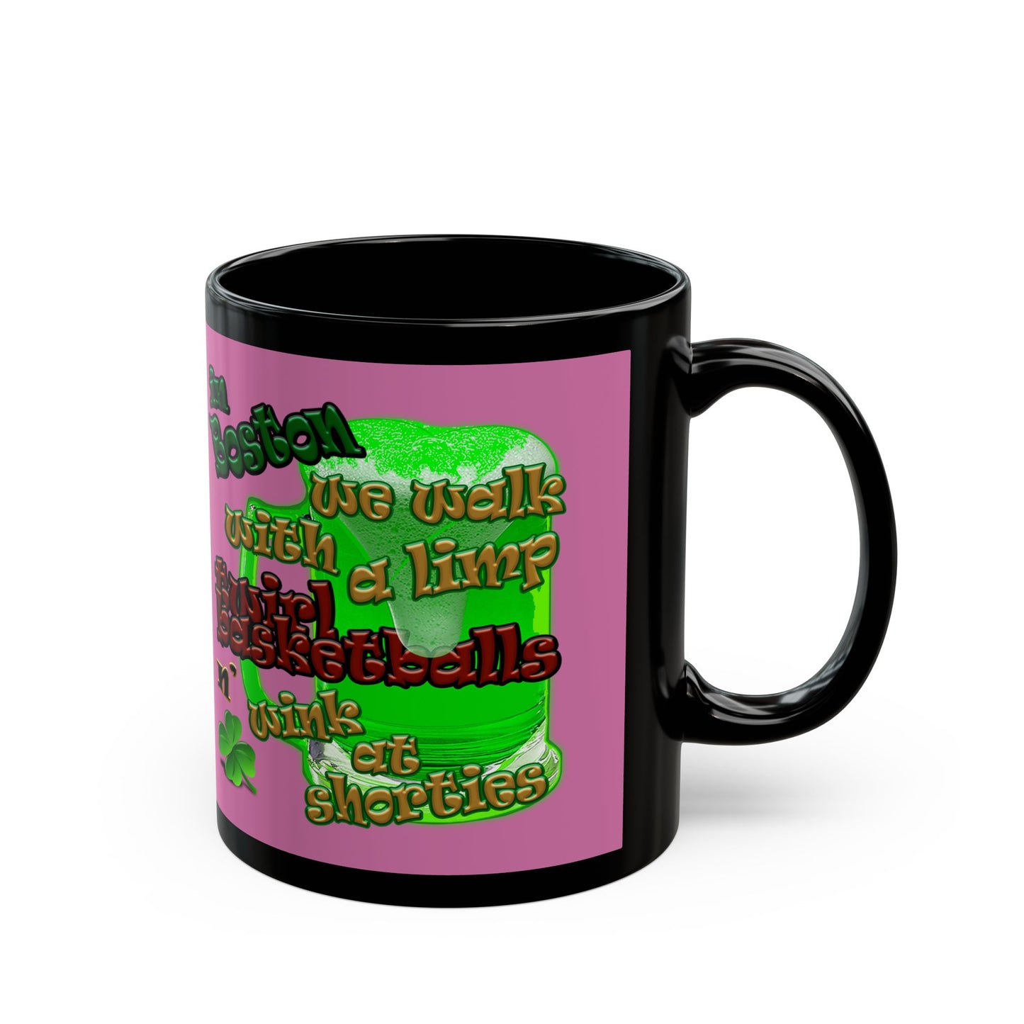 celtics logo - Black Mug (light pink)