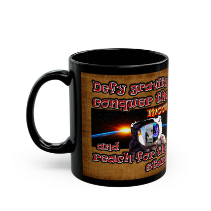 defy conquer reach - Black Mug (brown papyrus)