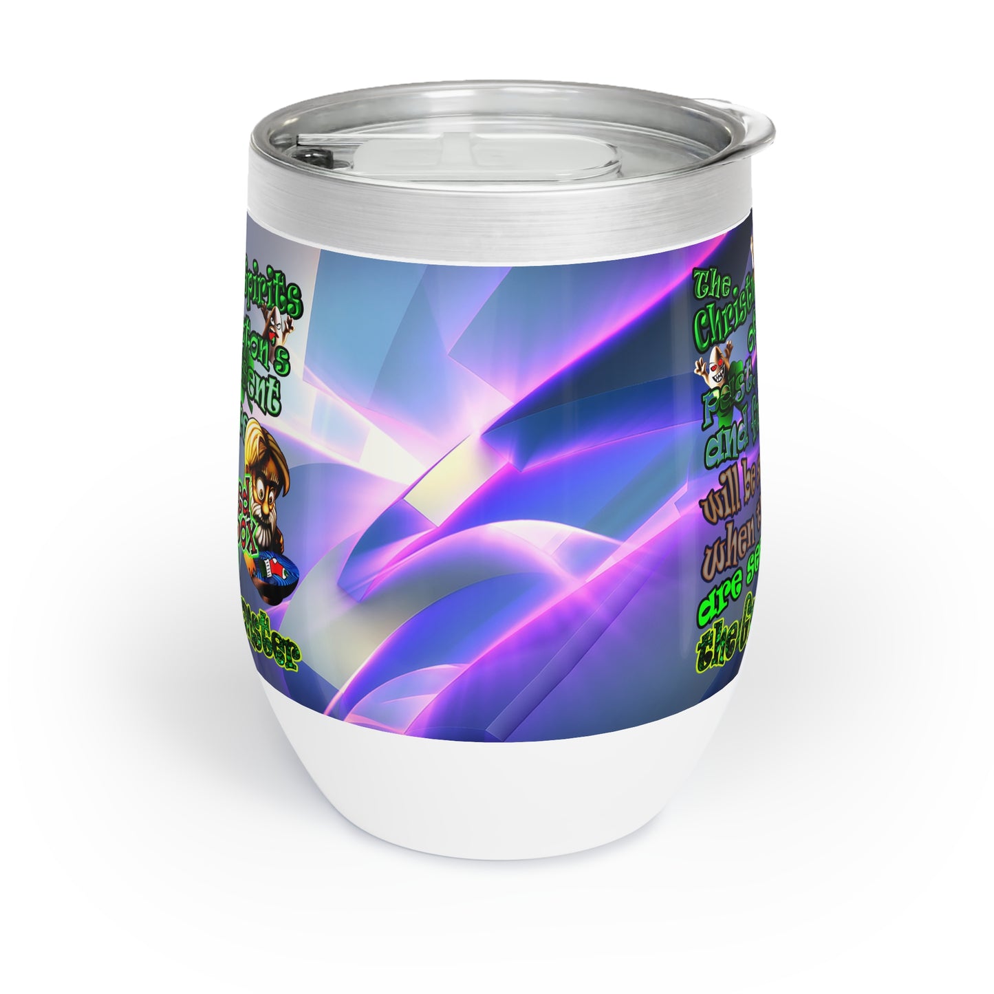 christmas spirits of boston - Chill Wine Tumbler (grey-pink wave)