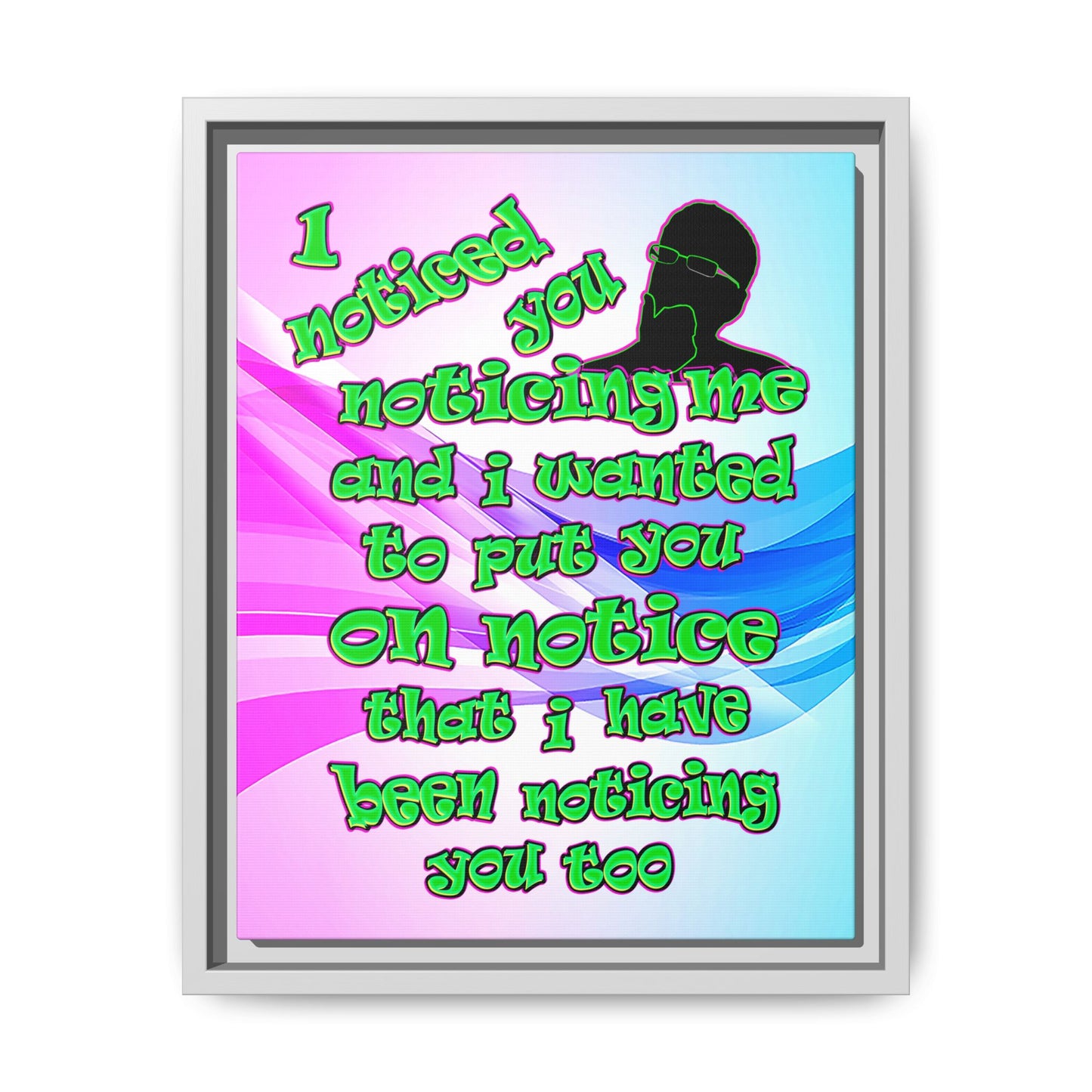 noticed you noticing - framed canvas art (light blue-pink wave)