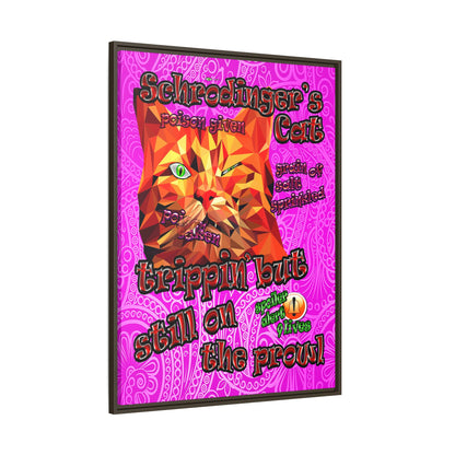 schrodinger's cat - framed canvas art (pink swirl)