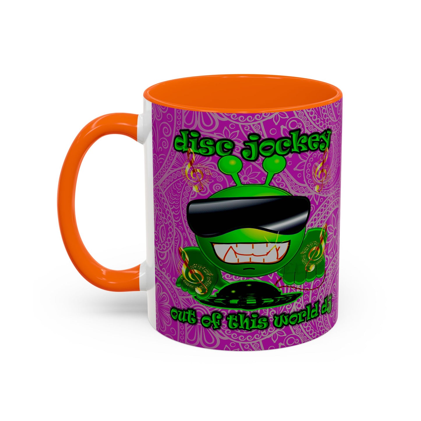 disc jockey - Accent Mug (pink swirl)