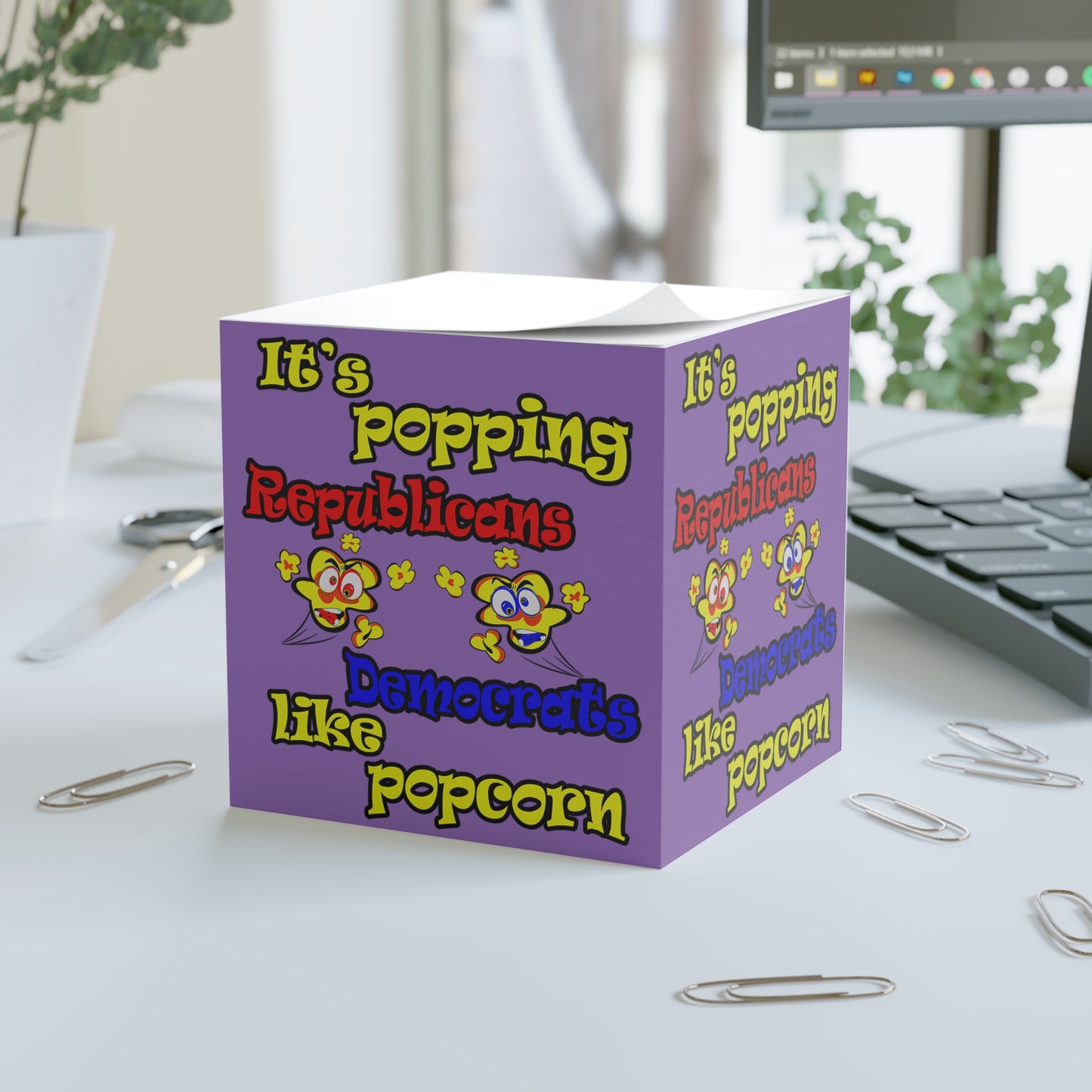 popping like popcorn - note cube (light purple)