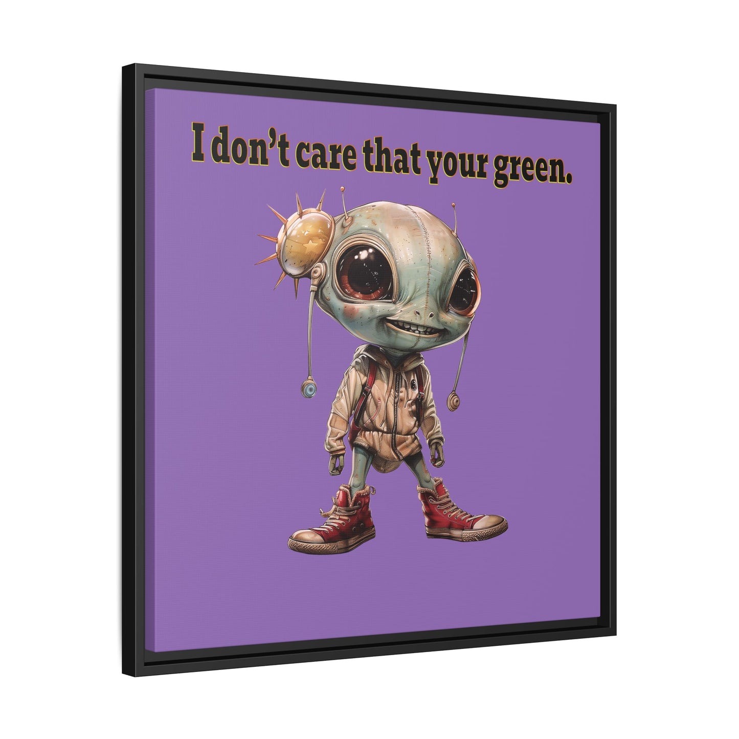 I don't care that your green - framed canvas art (light purple)