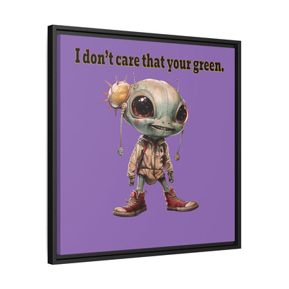 I don't care that your green - framed canvas art (light purple)