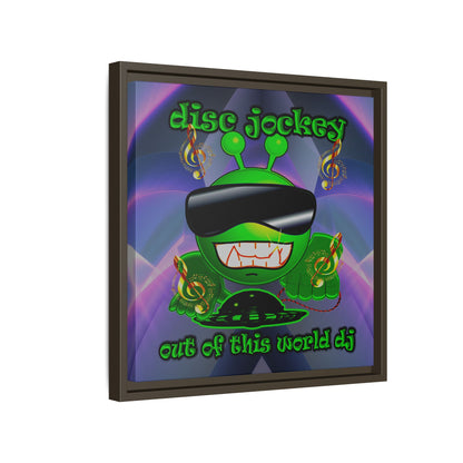 disc jockey - framed canvas art (grey-pink wave)