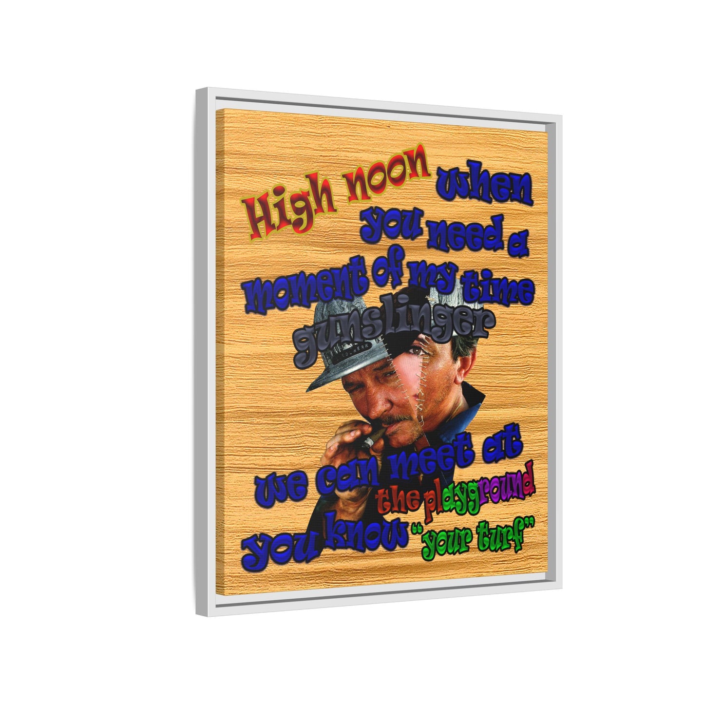 high noon - framed canvas art (butterscotch wood finish)