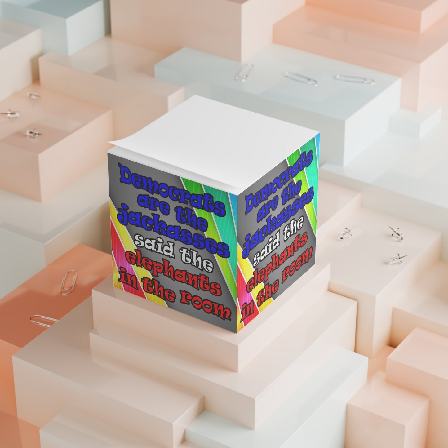 donkeys and elephants - note cube (rainbow split)