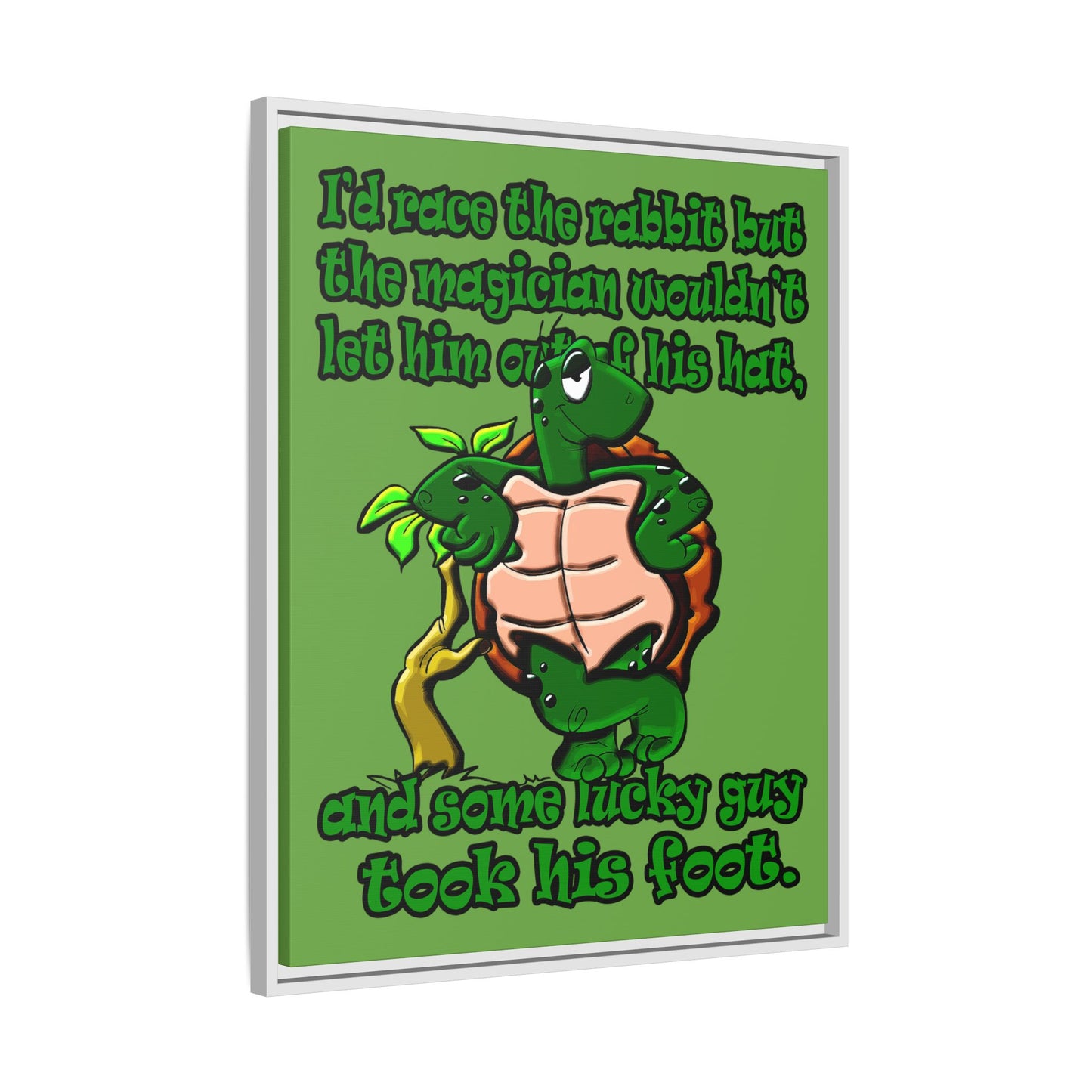 turtle race - framed canvas art (green)