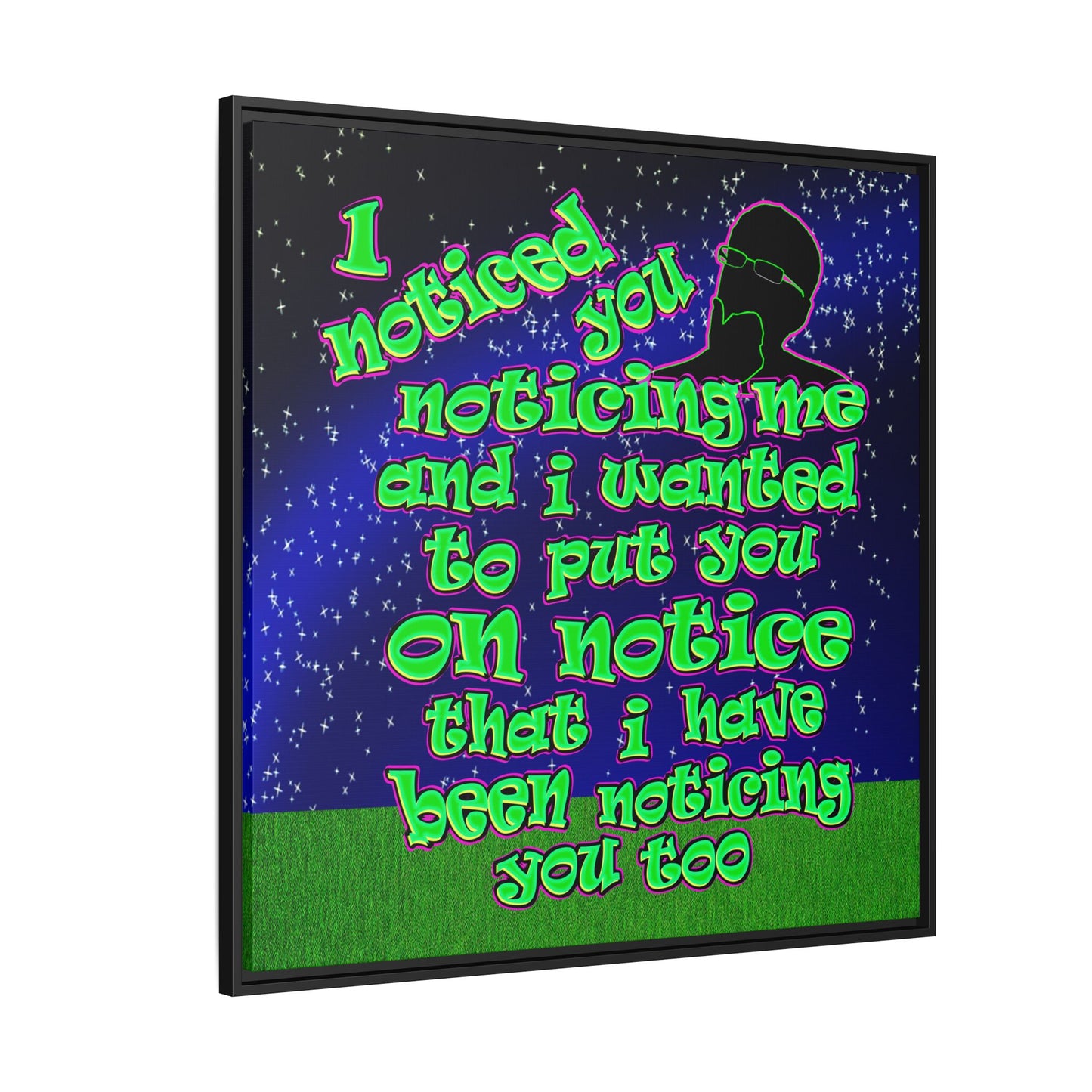 noticed you noticing - framed canvas art ('snoops' background)