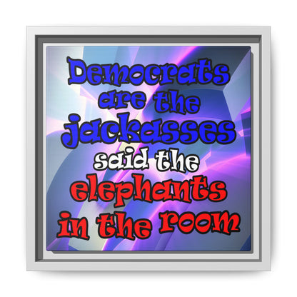 donkeys and elephants - framed canvas art (grey-pink wave)