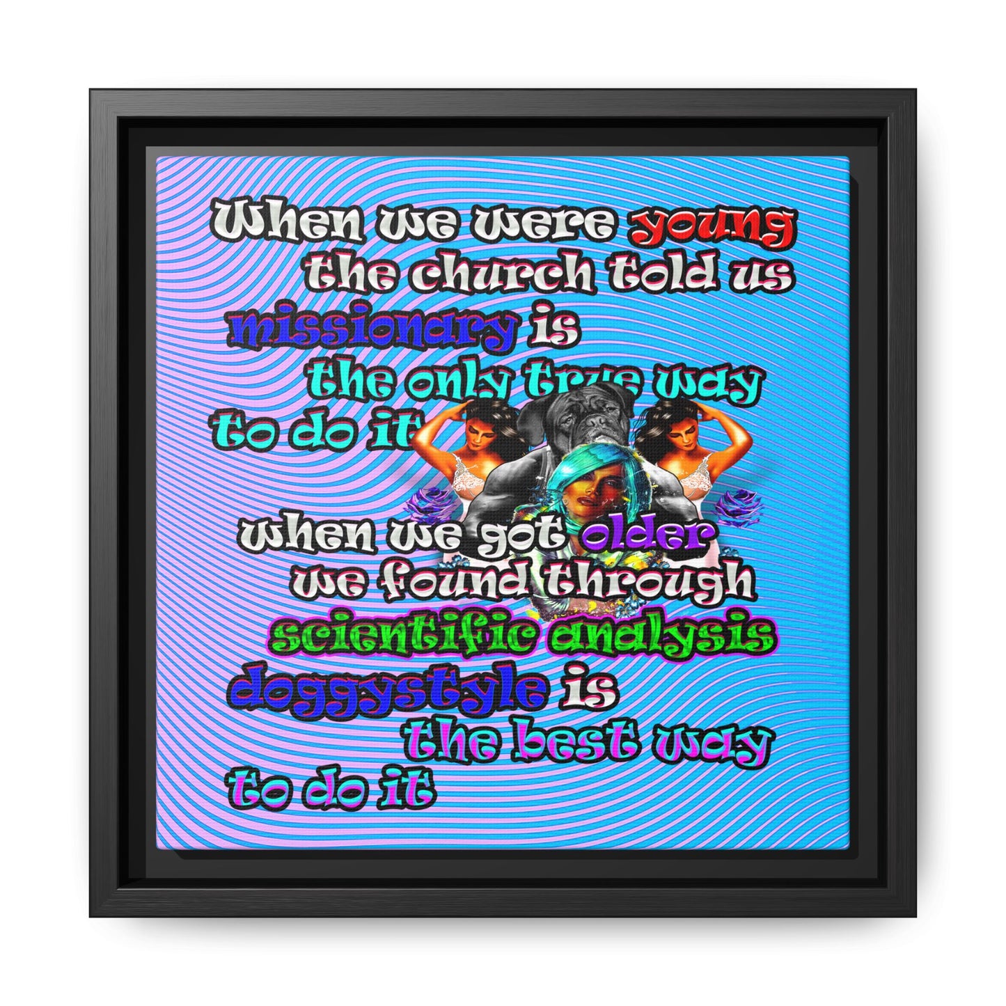 doggystyle - framed canvas art (light blue-purple wave)