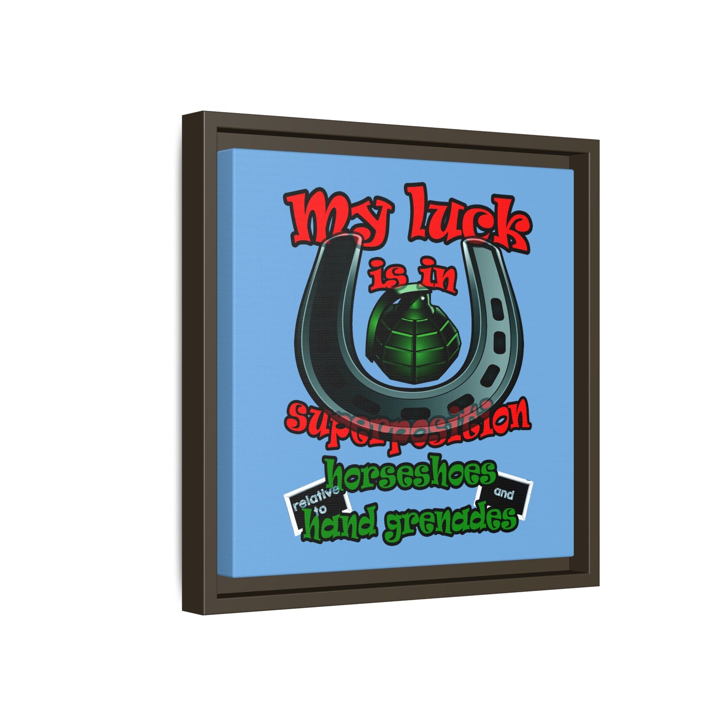 my luck - framed canvas art (light blue)