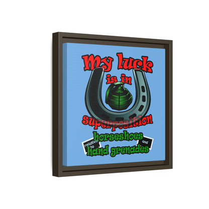 my luck - framed canvas art (light blue)