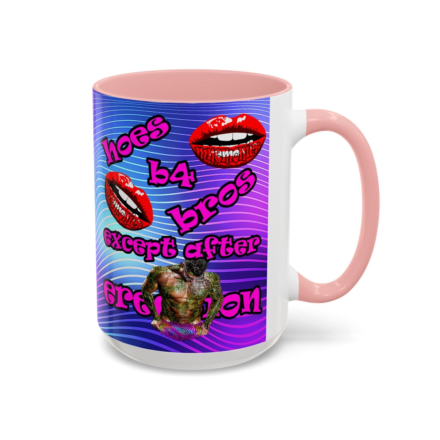 hoes b4 bros - Accent Mug (purple wave)