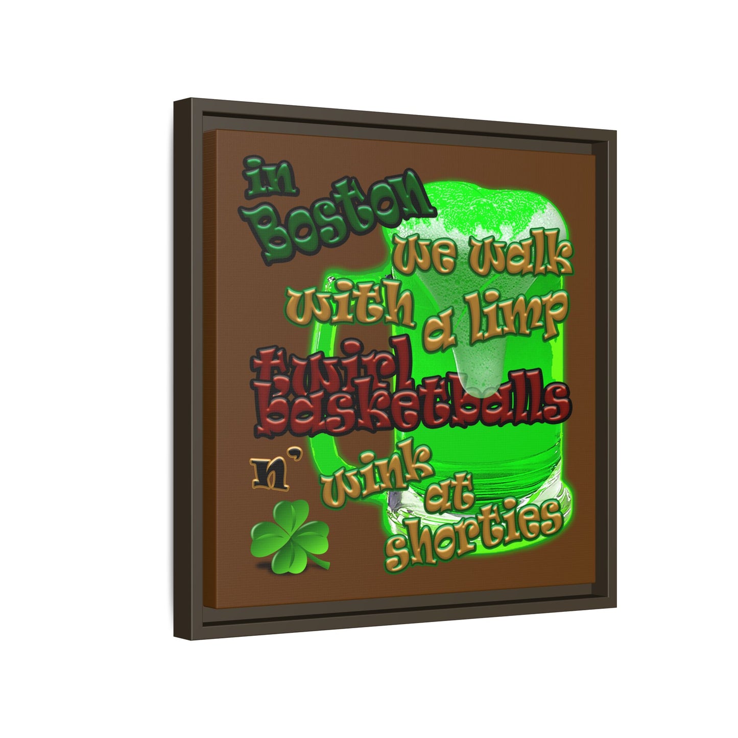 celtics logo - framed canvas art (brown)