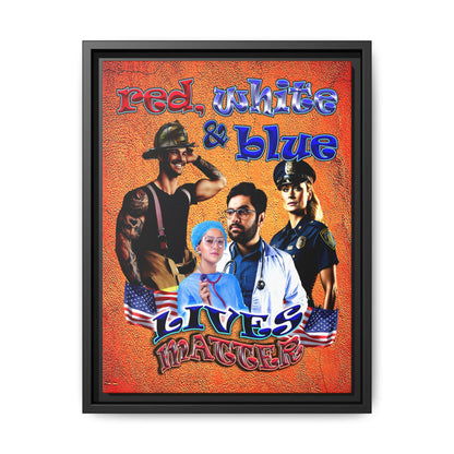 rw&b lives matter - framed canvas art (burnt orange)