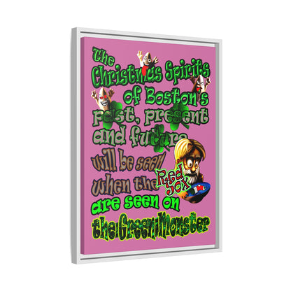 christmas spirits of boston - framed canvas art (light pink)