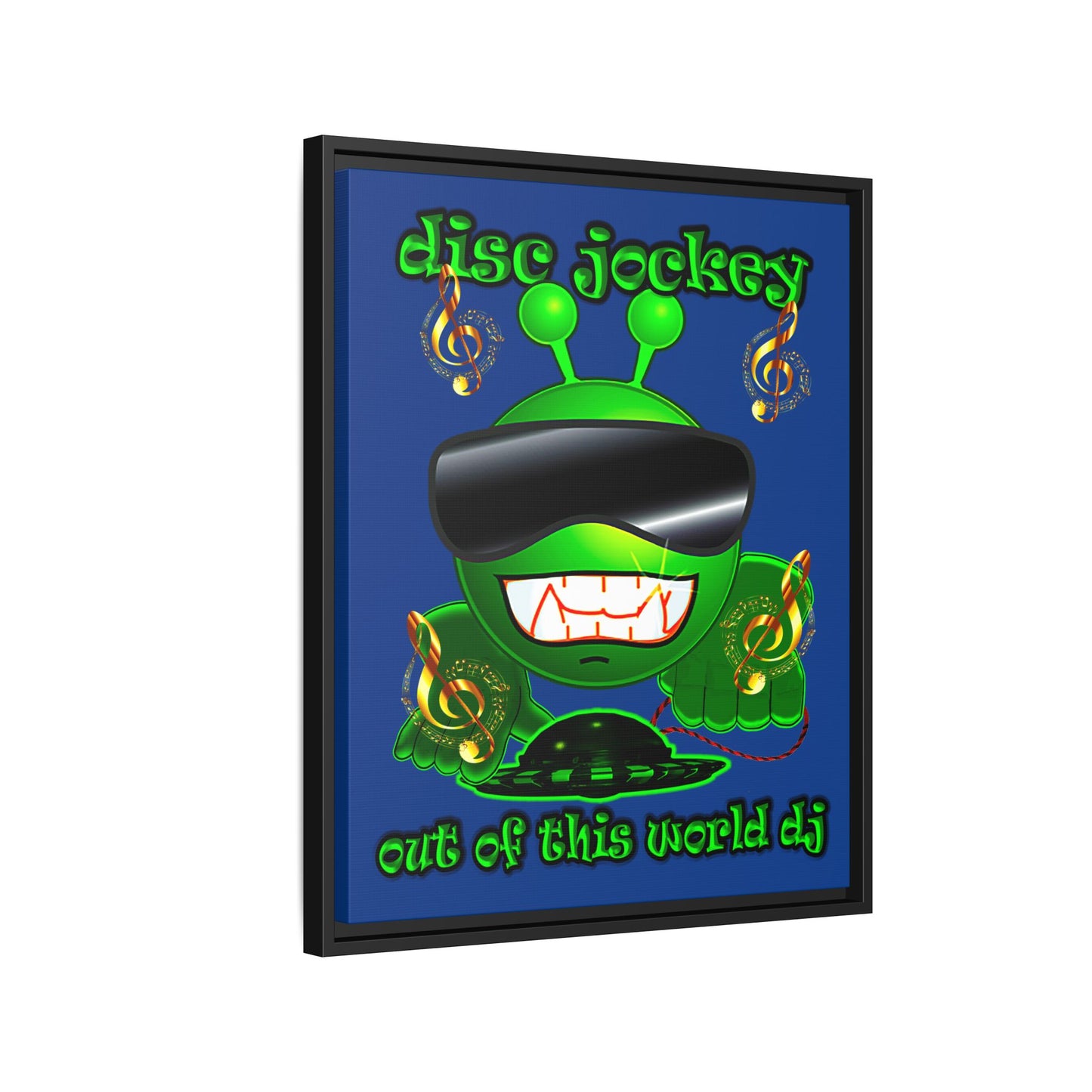 disc jockey - framed canvas art (dark blue)