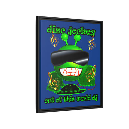 disc jockey - framed canvas art (dark blue)