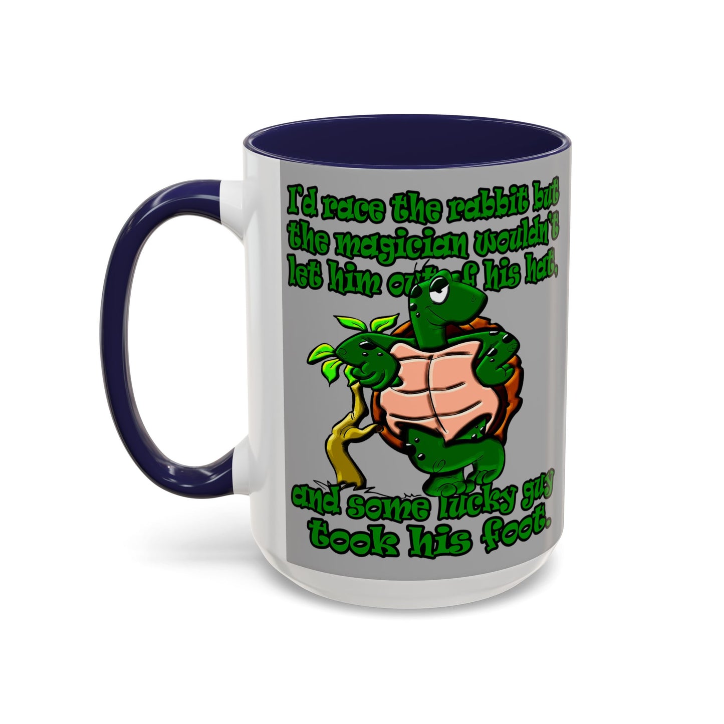 turtle race - Accent Mug (light grey)