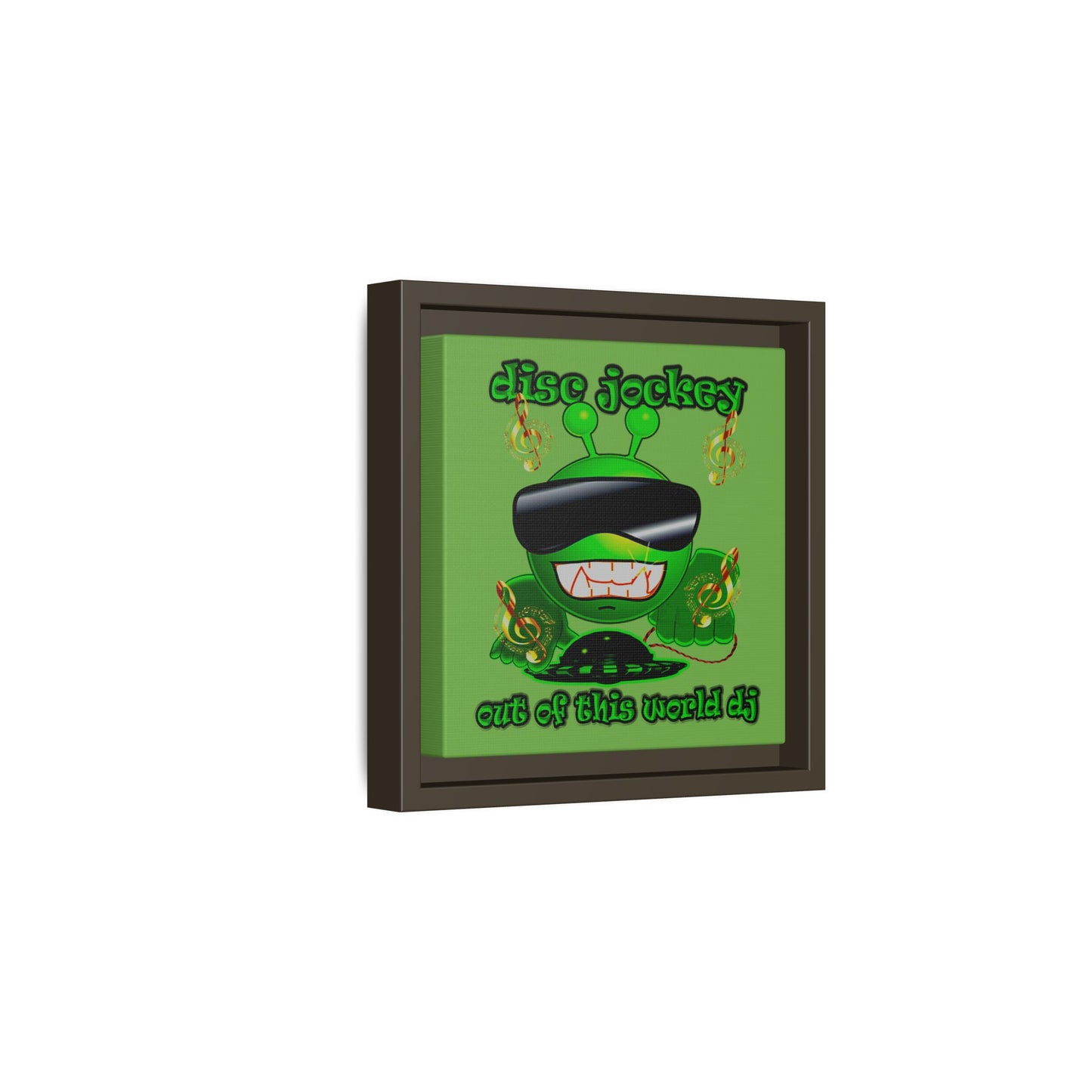 disc jockey - framed canvas art (green)
