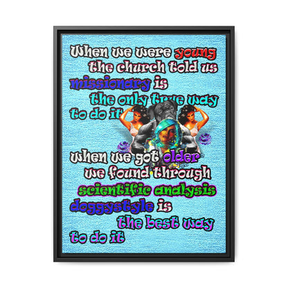 doggystyle - framed canvas art (faded blue)