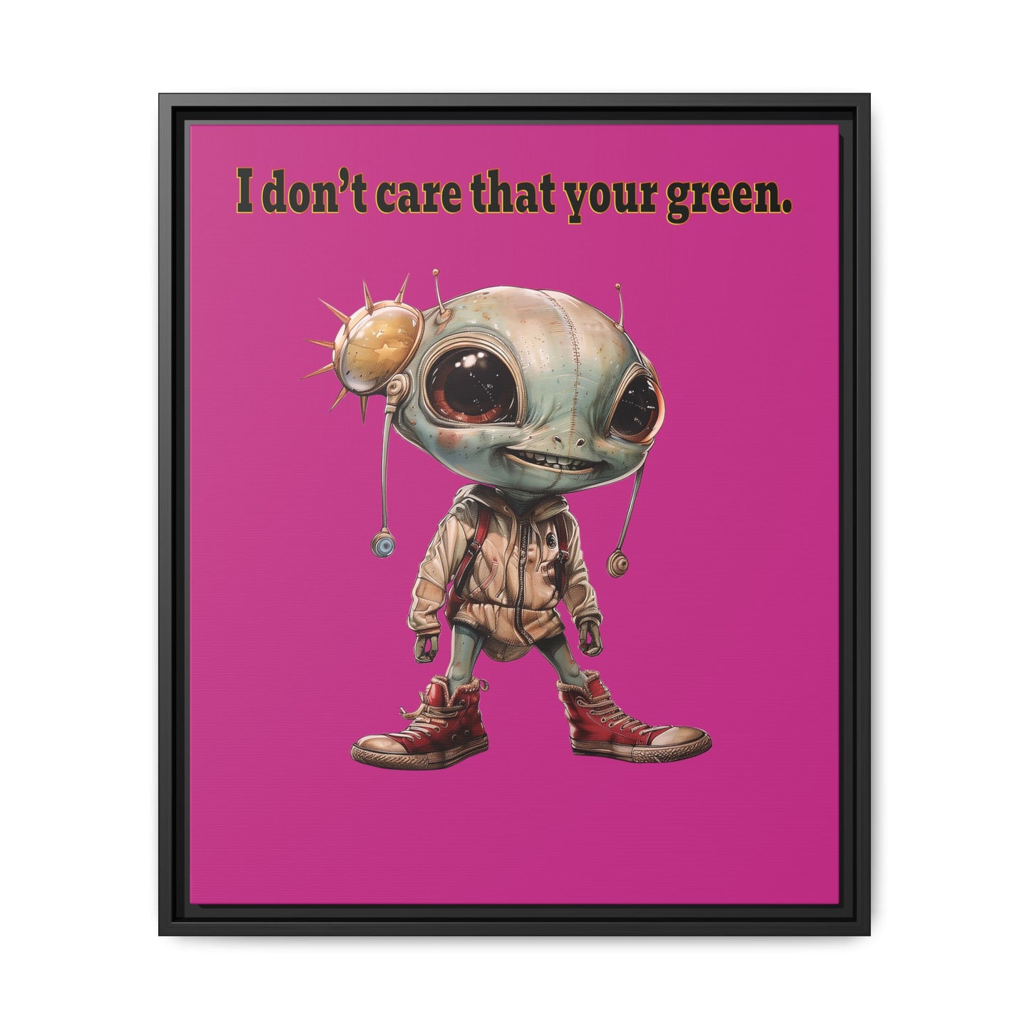 I don't care that your green - framed canvas art (pink)