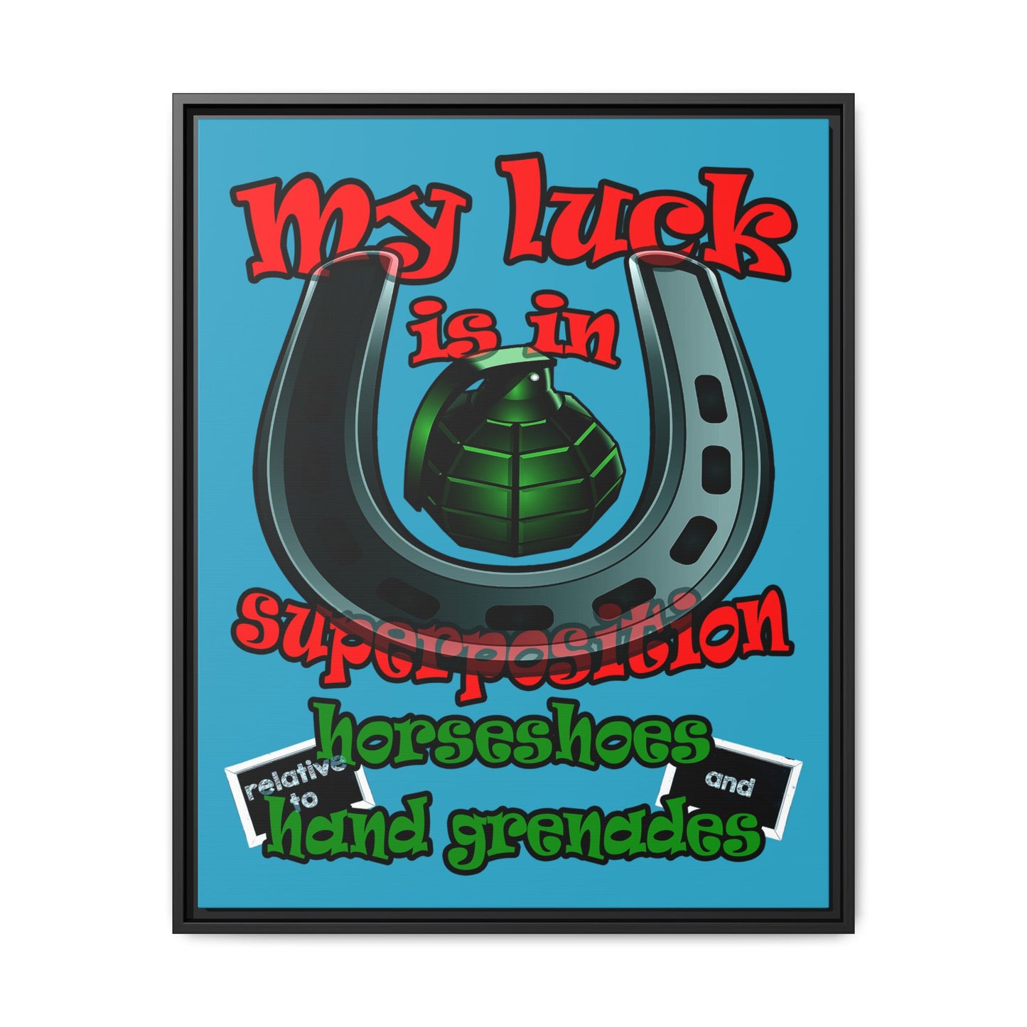 my luck - framed canvas art (turquoise)