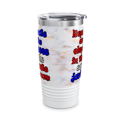 donkeys and elephants - Ringneck Tumbler, 20oz (white marble)