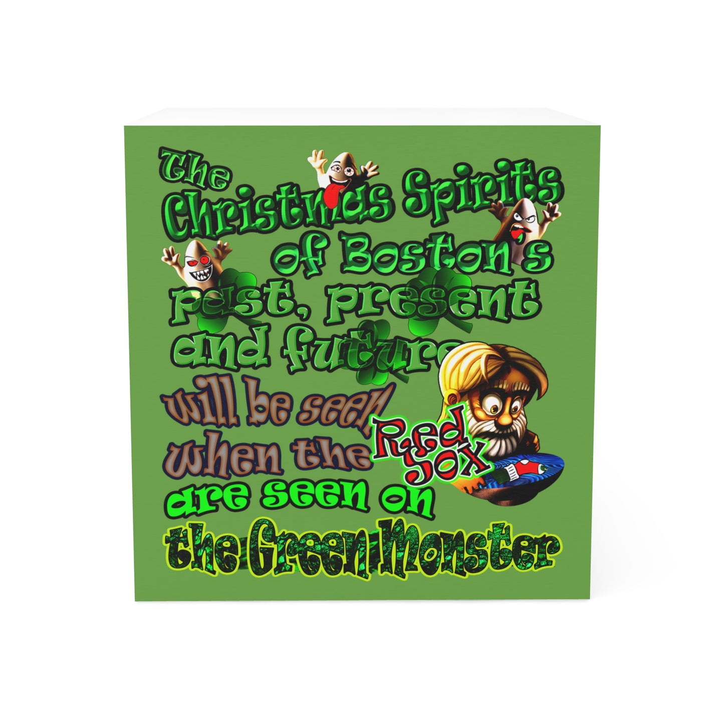 christmas spirits of boston - note cube (green)