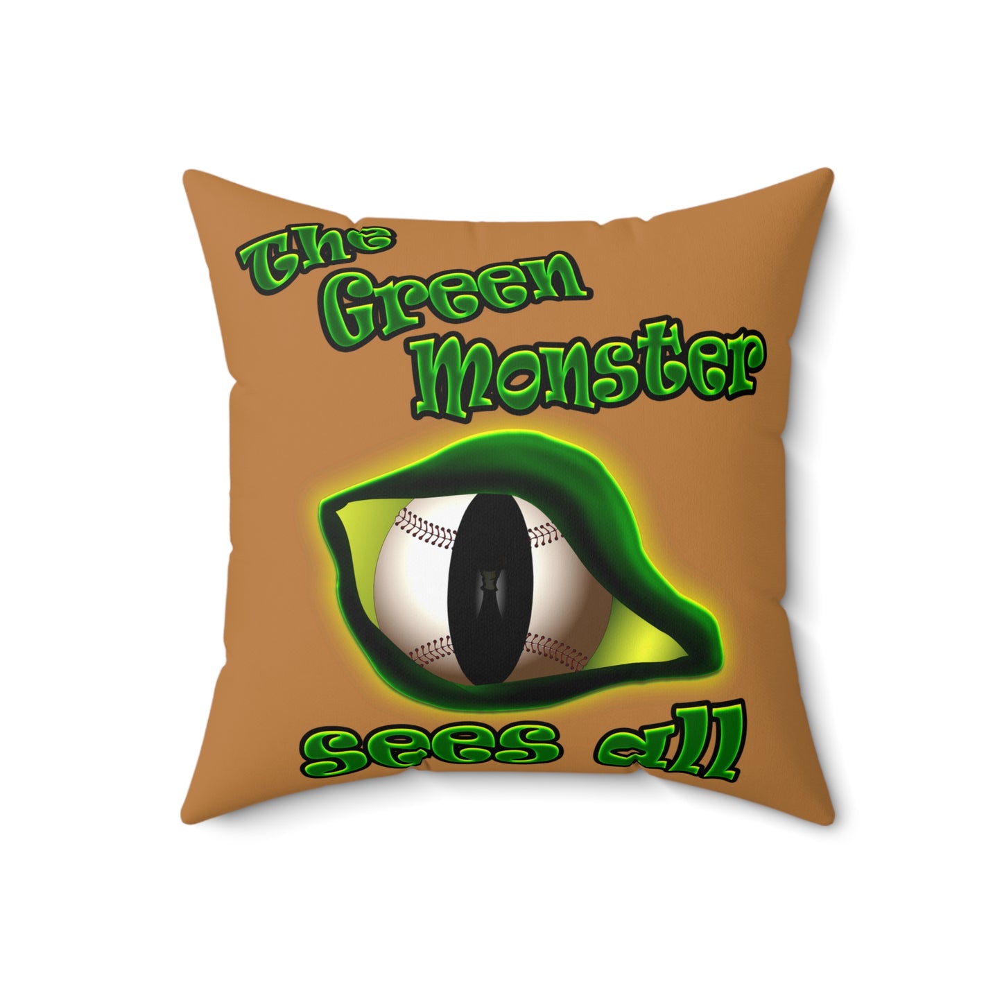 green monster - Spun Polyester Square Pillow - (light brown)