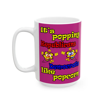 popping like popcorn - White Mug (pink)