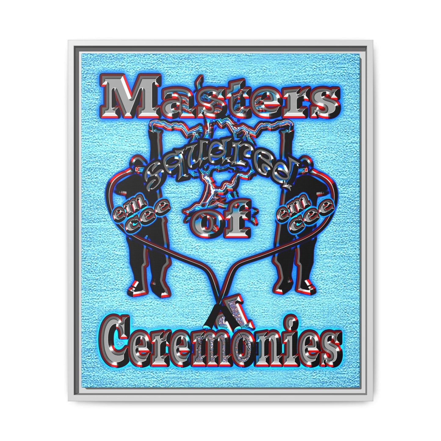 em cee squared - framed canvas art (faded blue)