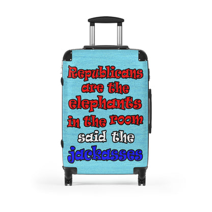 donkeys and elephants - Suitcase (faded blue)