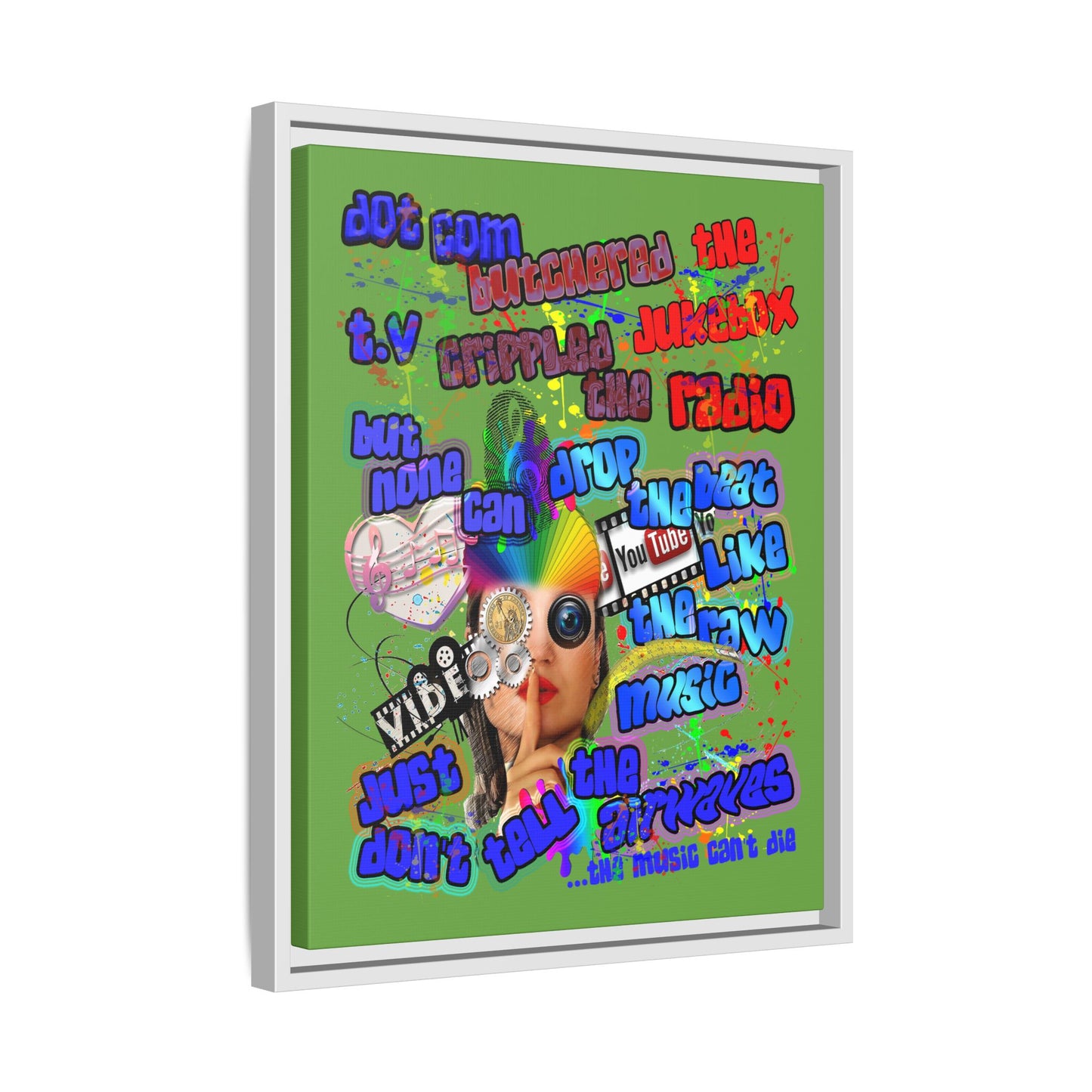 drop the beat - framed canvas art (green)