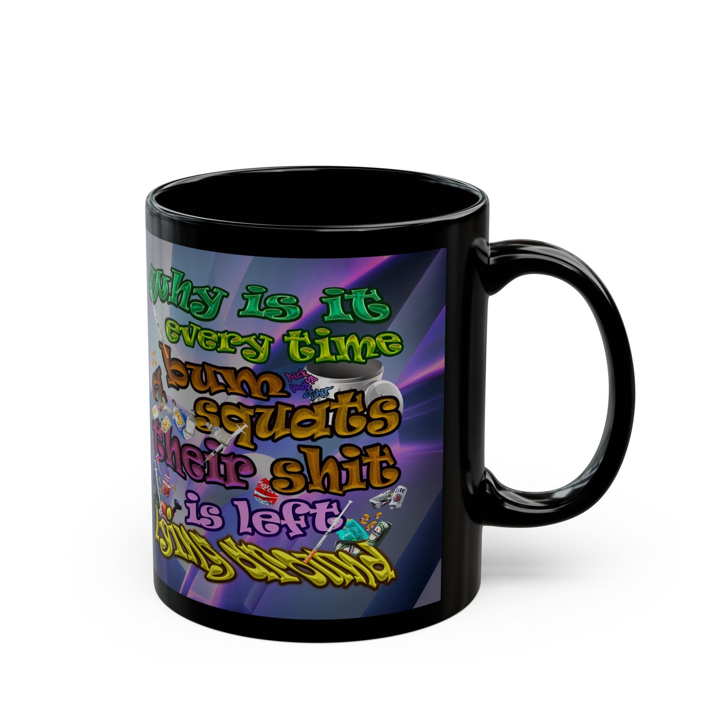 the bum's shit - Black Mug (grey-pink wave)