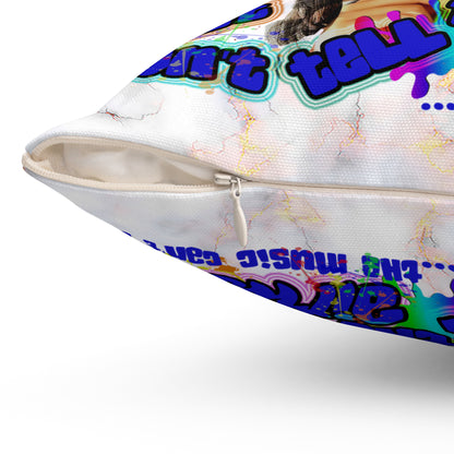 drop the beat - Spun Polyester Square Pillow - (white marble)