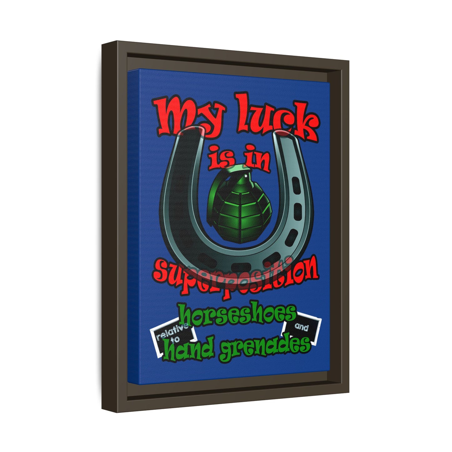 my luck - framed canvas art (dark blue)