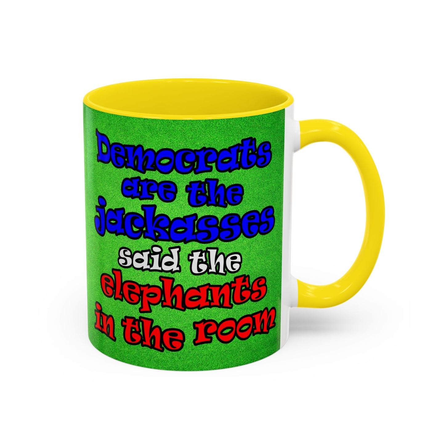 donkeys and elephants - Accent Mug (green turf)