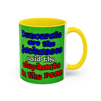 donkeys and elephants - Accent Mug (green turf)