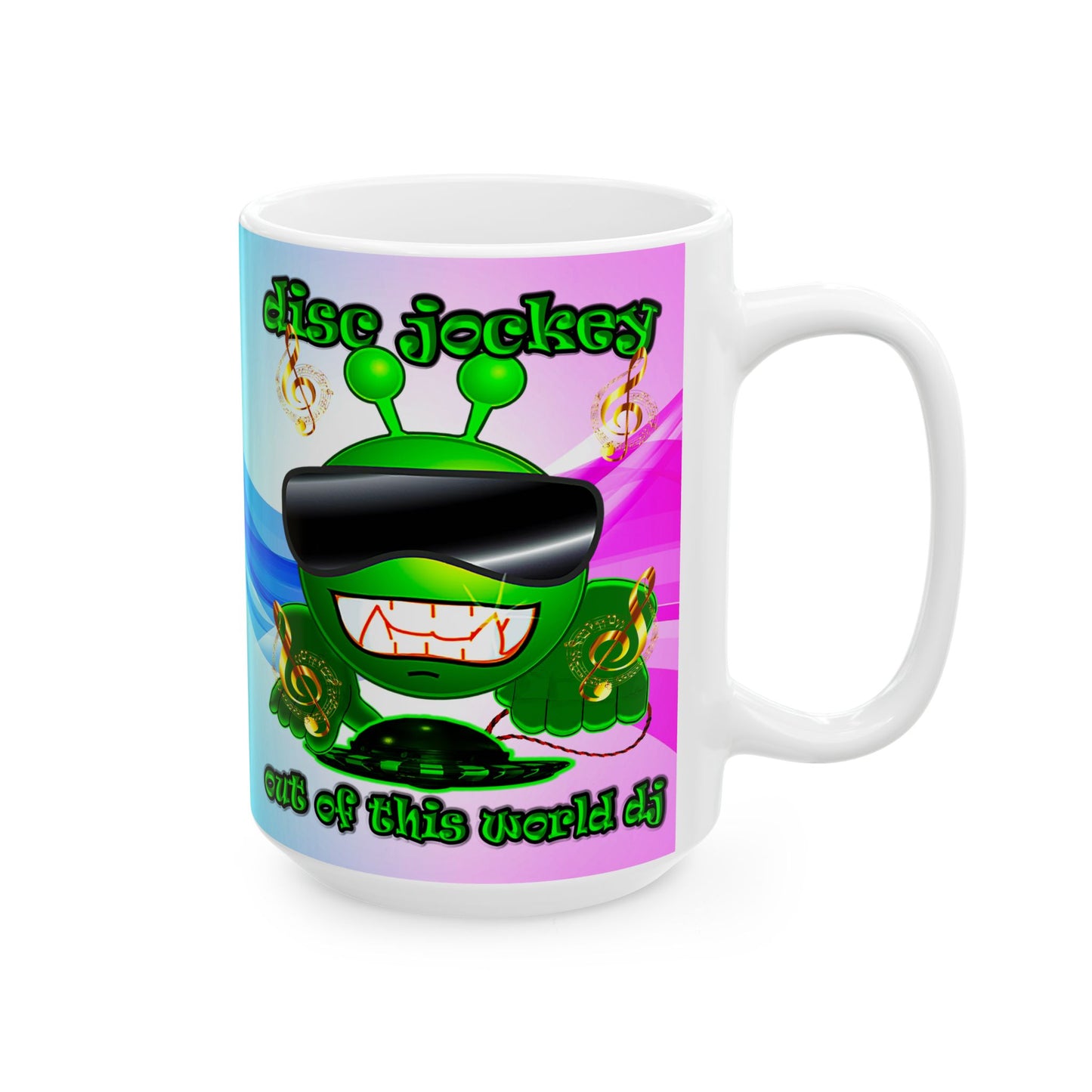disc jockey - White Mug (light blue-pink wave)