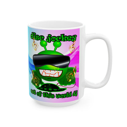 disc jockey - White Mug (light blue-pink wave)