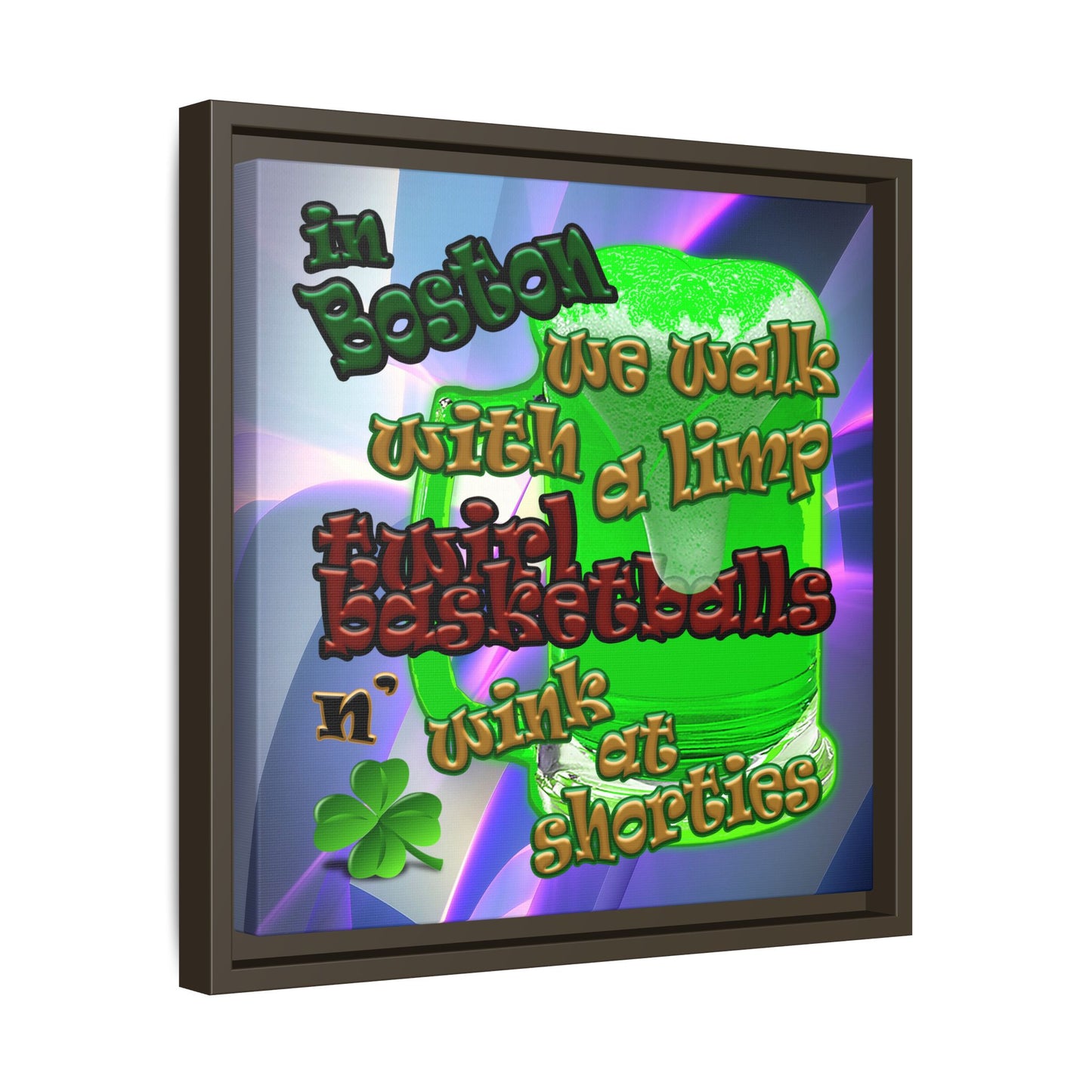 celtics logo - framed canvas art (grey-pink wave)