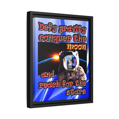 defy conquer reach - framed canvas art (blue-white wave)