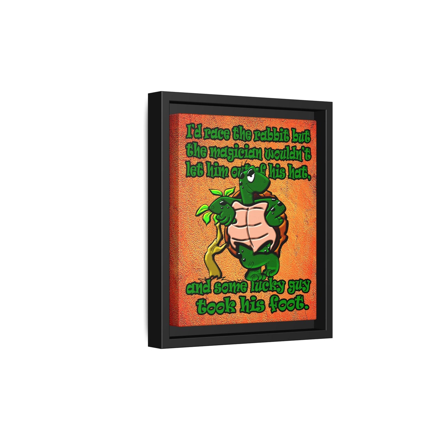turtle race - framed canvas art (burnt orange)