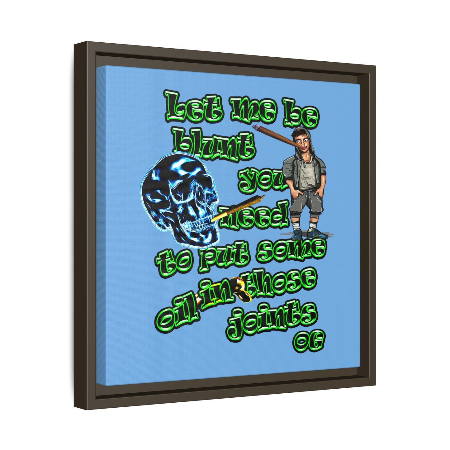 og - framed canvas art (light blue)