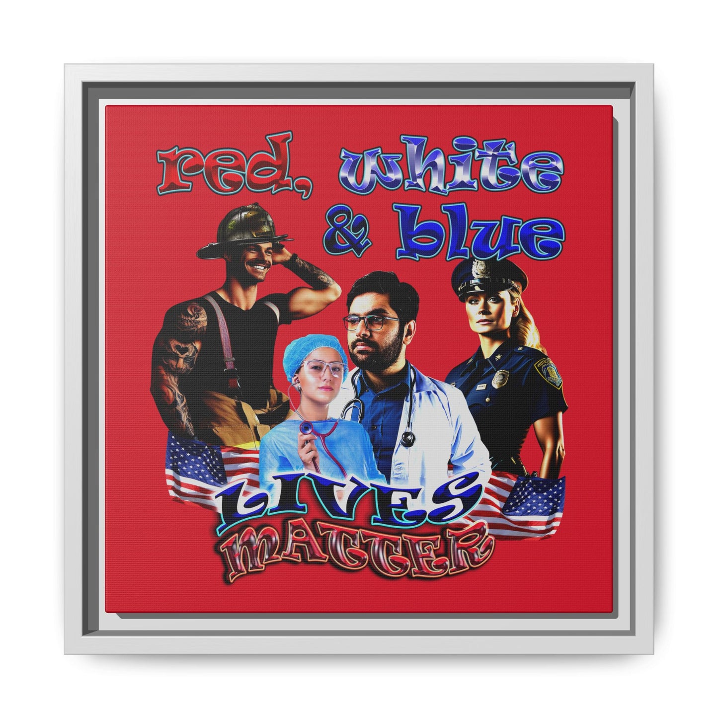 rw&b lives matter - framed canvas art (dark red)