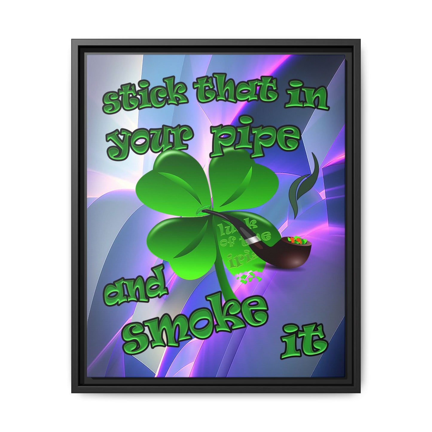 stick that in your pipe and smoke it - framed canvas art (grey-pink wave)
