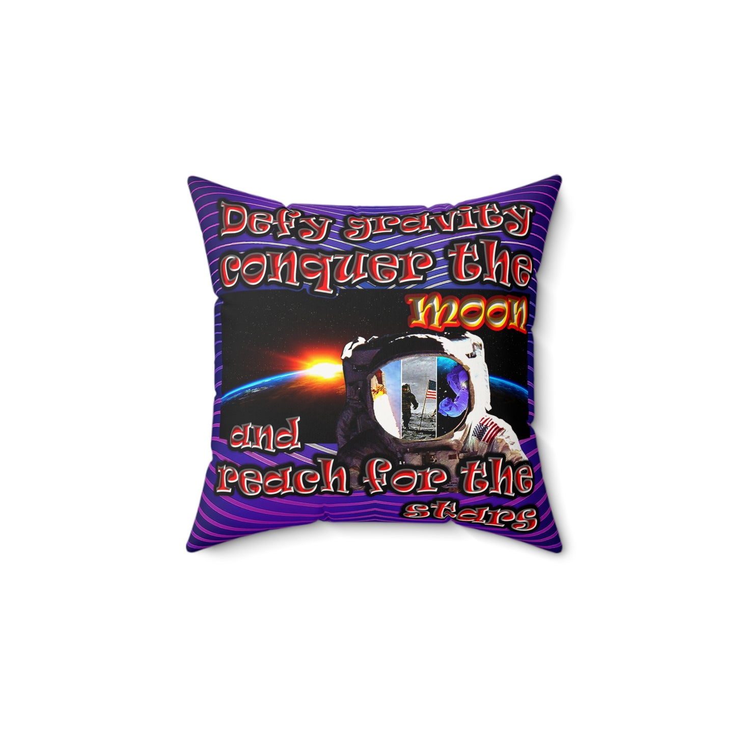 defy conquer reach - Faux Suede Square Pillow - (purple wave)